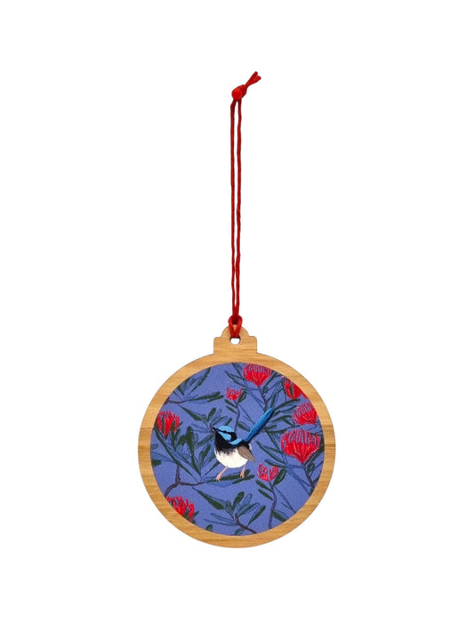 Fairy Wren Wooden Christmas Decoration