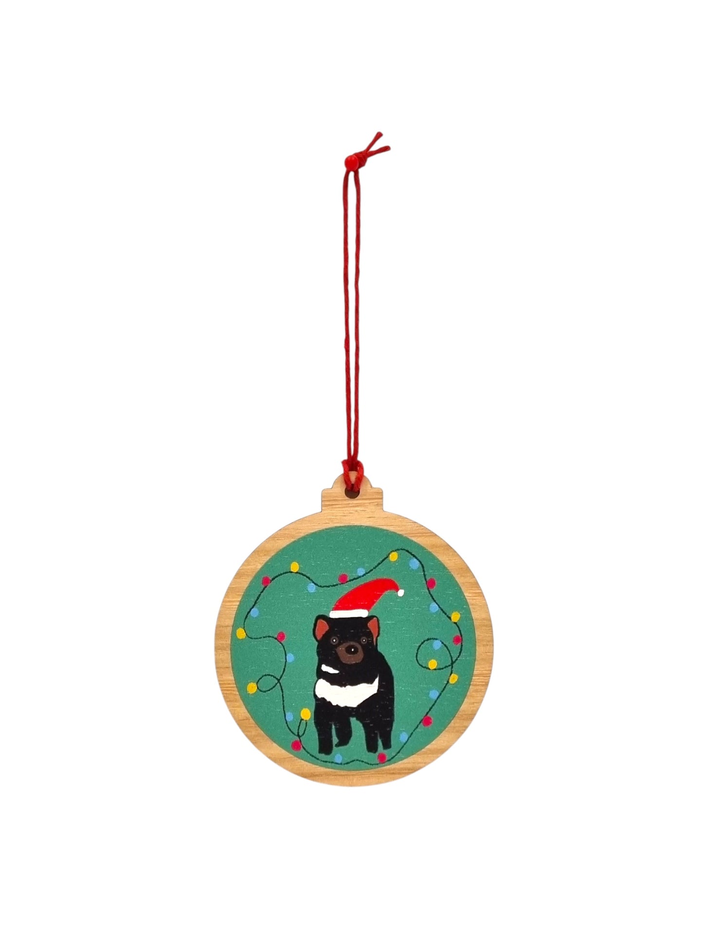 Tasmanian Devil Wooden Christmas Decoration
