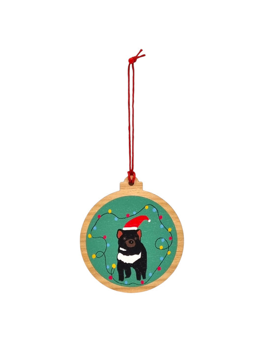 Tasmanian Devil Wooden Christmas Decoration