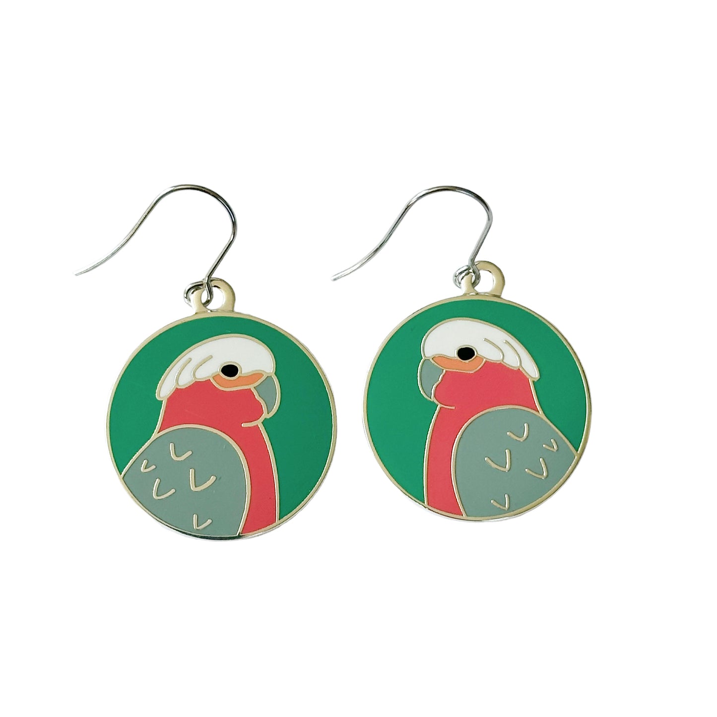 Galah enamel earrings