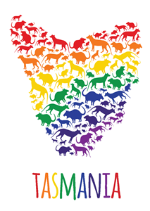 Rainbow Tasmania Map Postcard