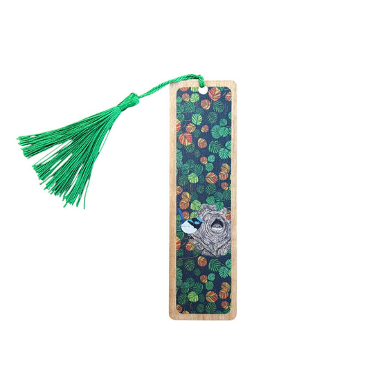 Fagus Forest and Fairy Wren Wooden Bookmark