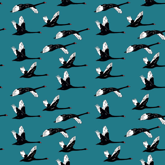 Black Swans Fabric