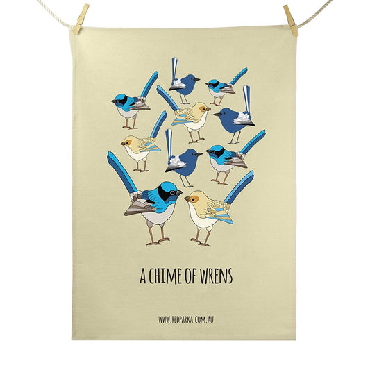 Chime of Wrens Tea Towel