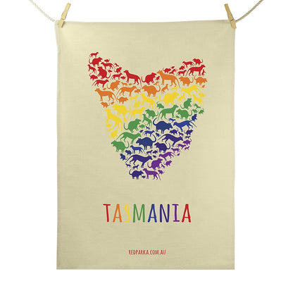 Map of Tassie Rainbow Tea Towel