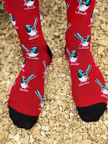 Fairy Wren Socks (Red)