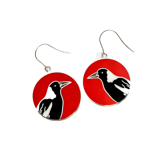 Magpie enamel earrings