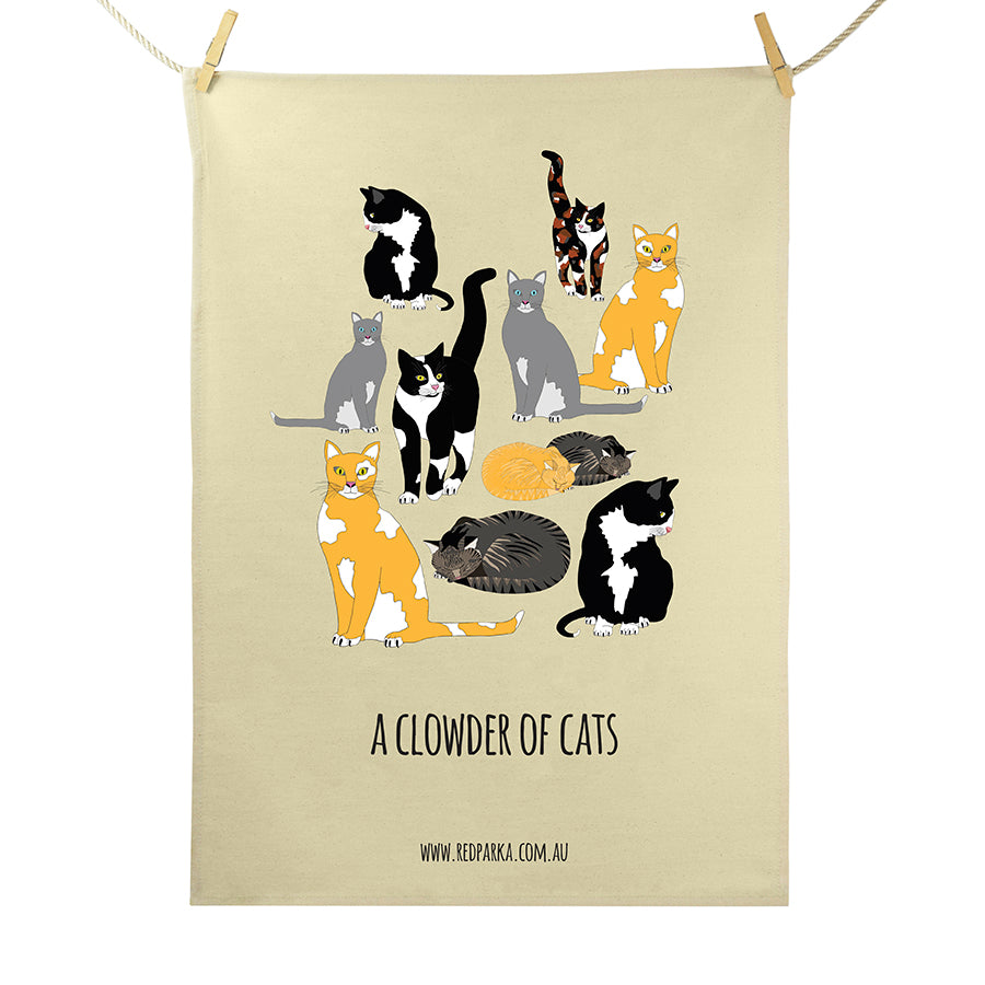 Clowder of Cats Tea Towel