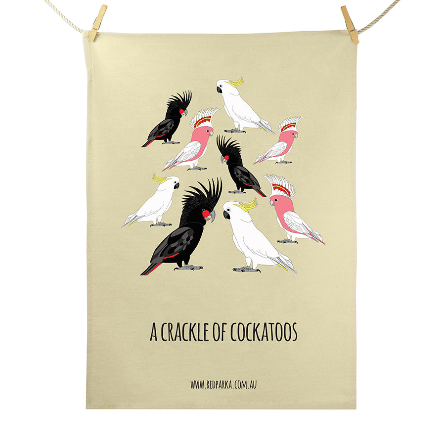 Crackle of Cockatoos Tea Towel