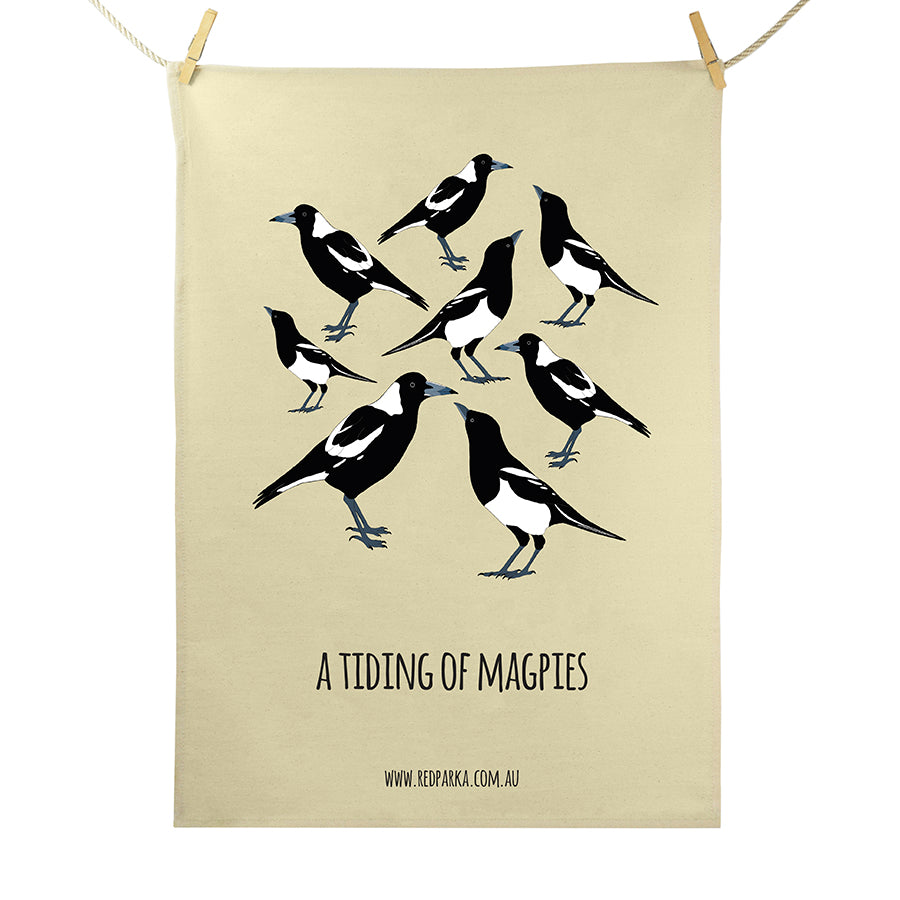 Tiding of Magpies Tea Towel